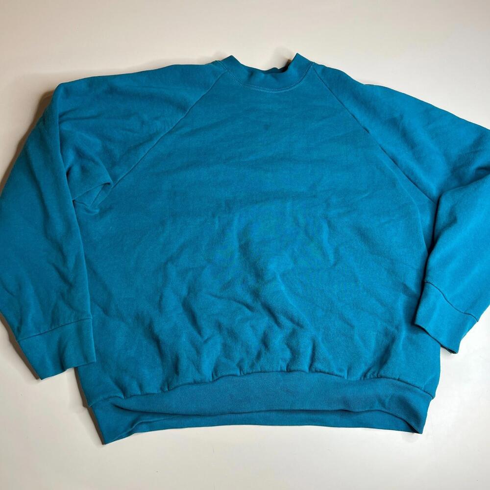 Fruit of the Loom Crewneck Sweatshirt Blue Teal Fleece Pullover Size 2XL